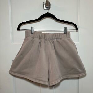 Women's beige Shorts sweatpant material lounge wear